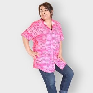 PROJEK RAW WOMENS MEDIUM SHORT SLEEVE PINK BUTTON DOWN